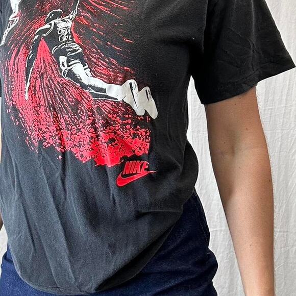 Nike Unisex Large T-Shirt Black Graphic Michael Jordan 90s Single Stitch Tee - Picture 2 of 3